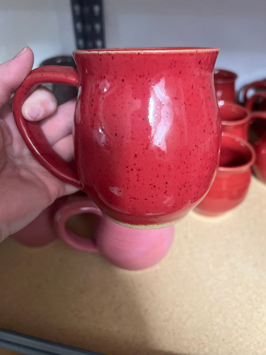 Red speckled mug