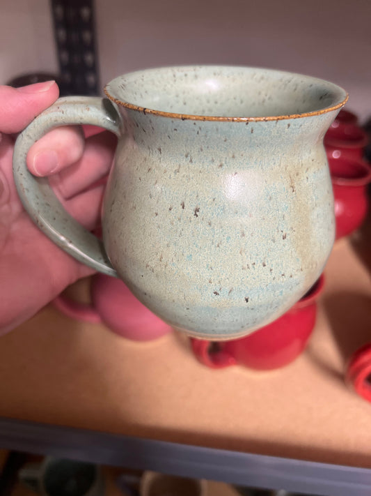 Green speckled mug