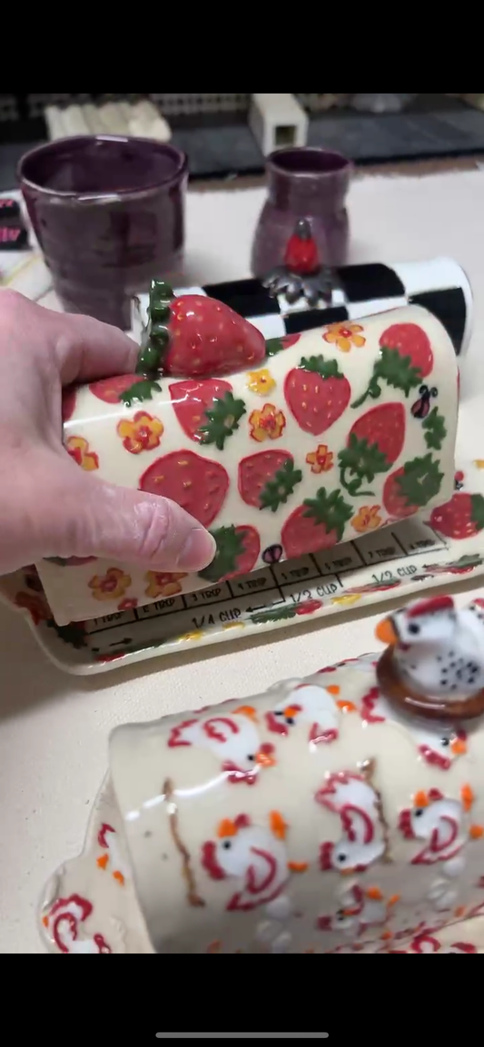 Strawberry butter dish